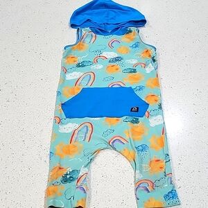 RAGS Tank Kangaroo Pocket Hooded Capri Rainbow Romper 'Cloud 9' Beach Glass 3/4Y